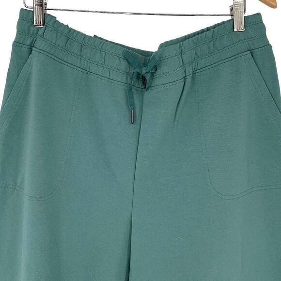 Members Mark Womens French Terry Drawcord Waistband Aqua Slate Capri Pants Large - Picture 2 of 5